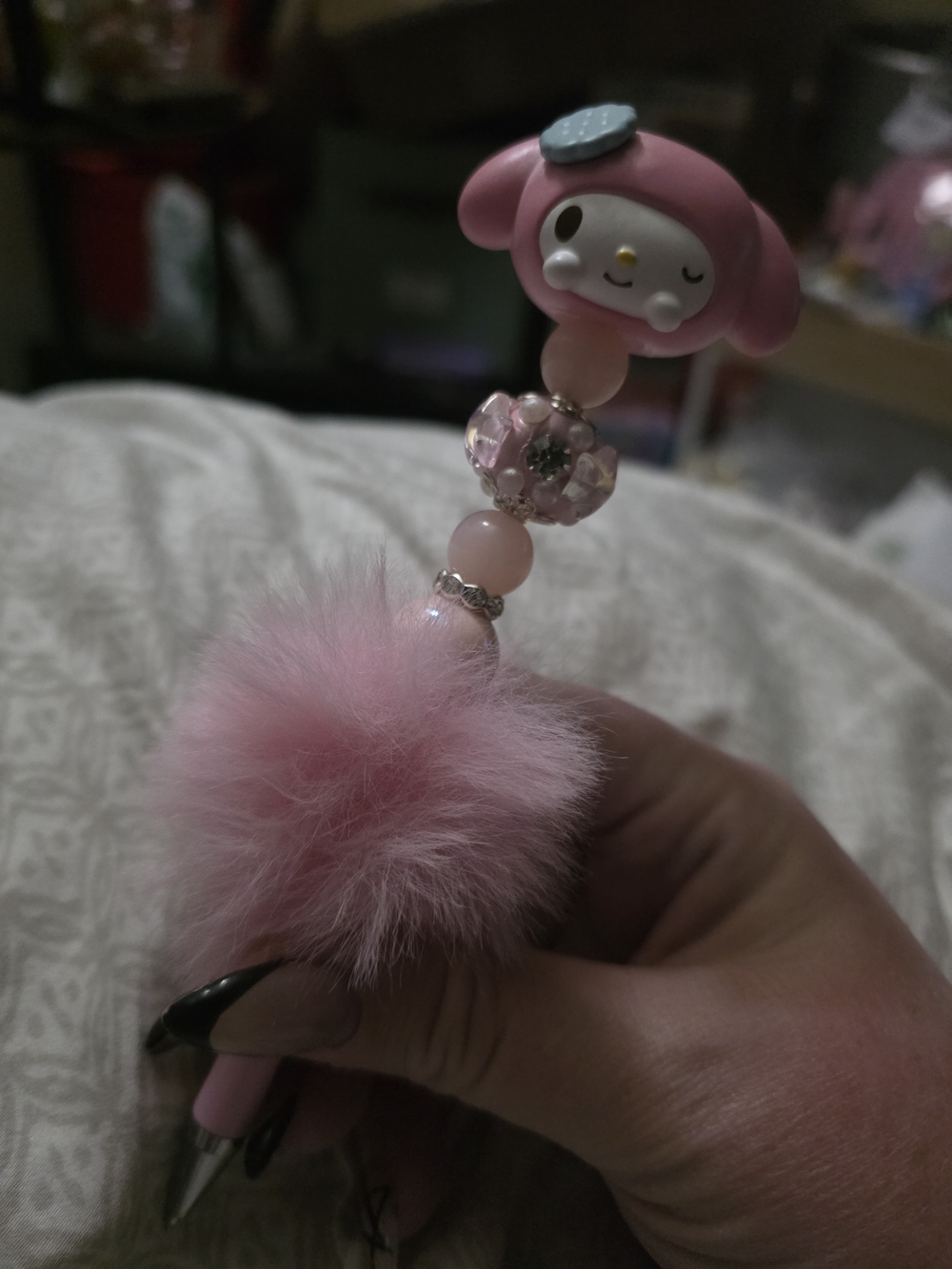 Pink Plush Pom Pom My Melody Sanrio Authentic Bean Pen